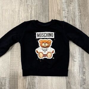 Moschino Kids Teddy Bear Safety Pin Navy Blue Sweatshirt
